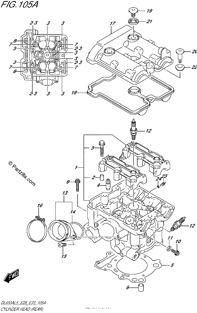 Diagrama de CYLINDER HEAD REAR