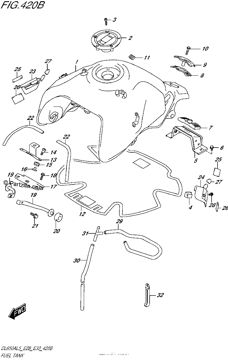 Diagrama de FUEL TANK DL650AL5 E33