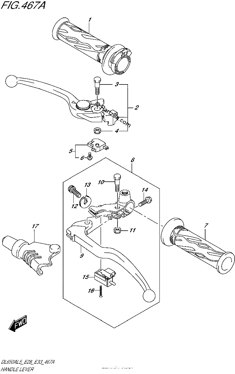 Diagrama de HANDLE LEVER