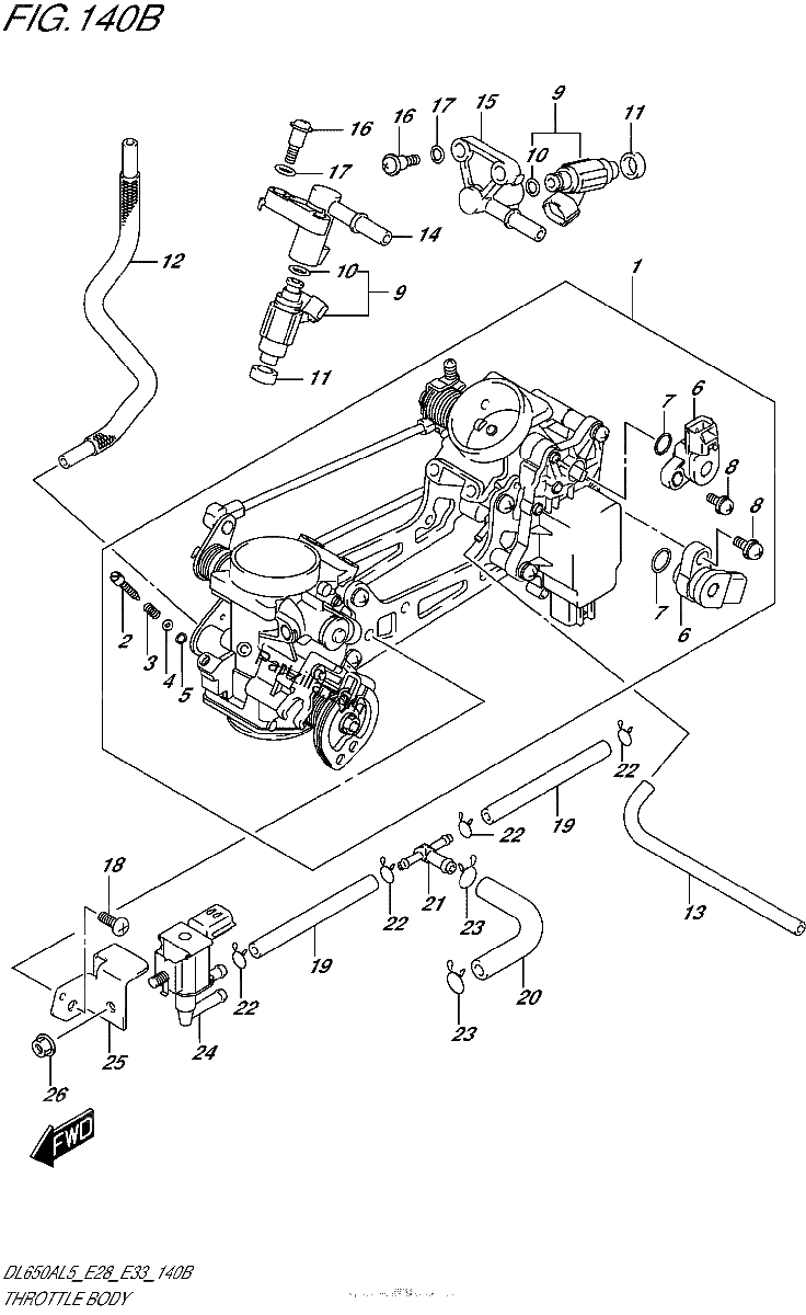 Diagrama de THROTTLE BODY DL650AL5 E33