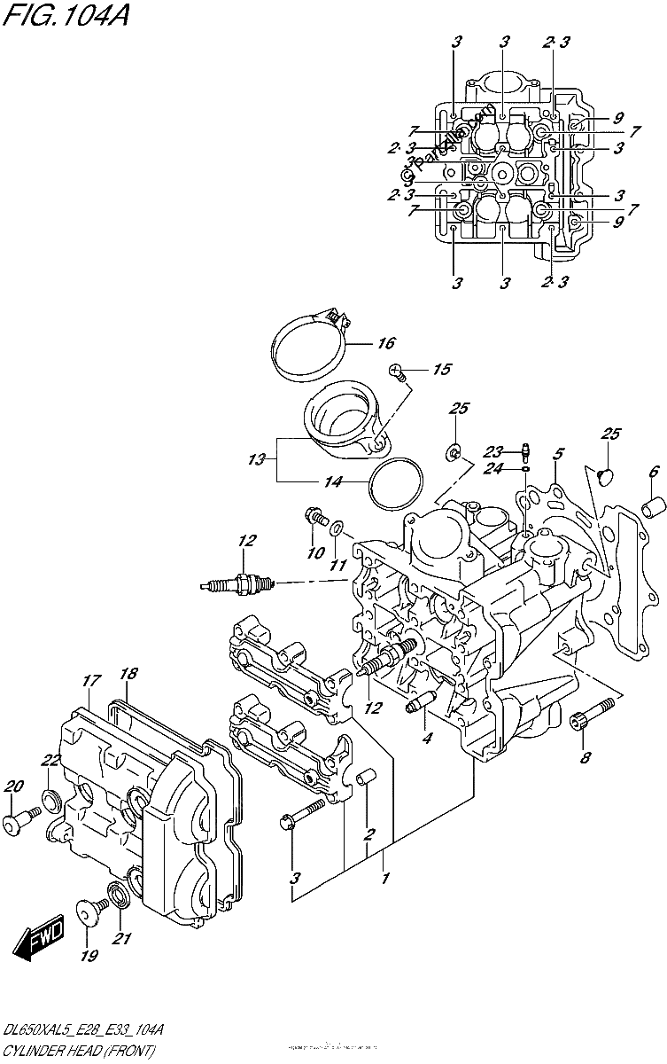 Diagrama de CYLINDER HEAD FRONT