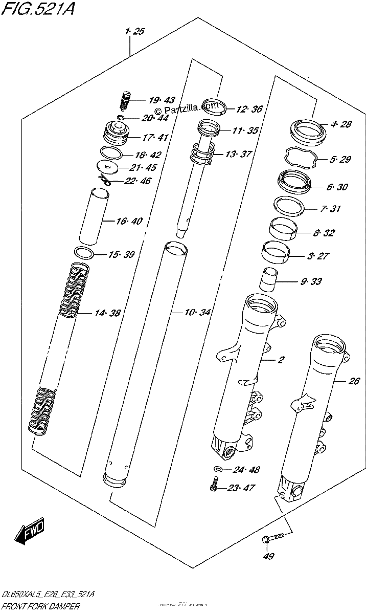Diagrama de FRONT FORK DAMPER