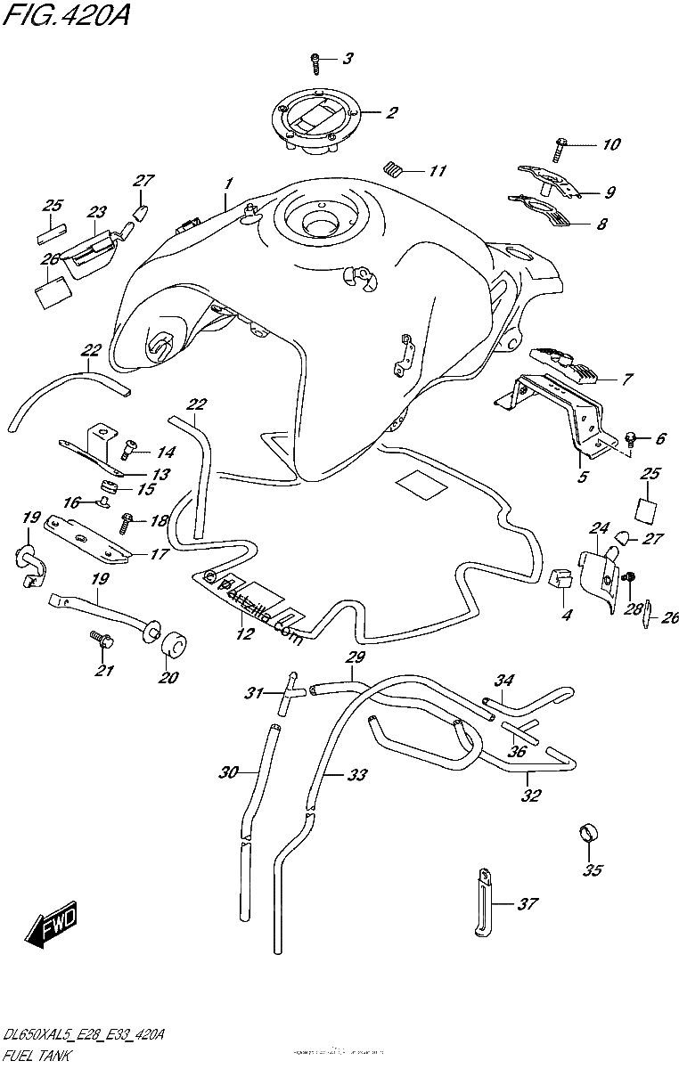Diagrama de FUEL TANK DL650XAL5 E28