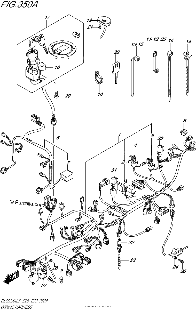 Diagrama de WIRING HARNESS DL650XAL5 E28