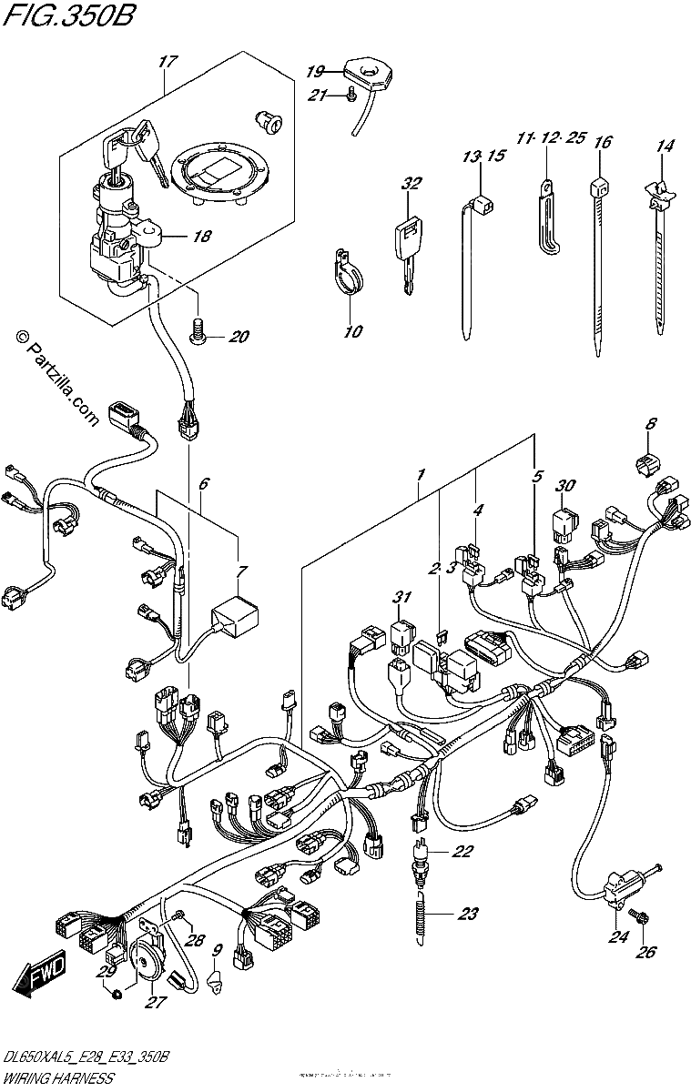 Diagrama de WIRING HARNESS DL650XAL5 E33