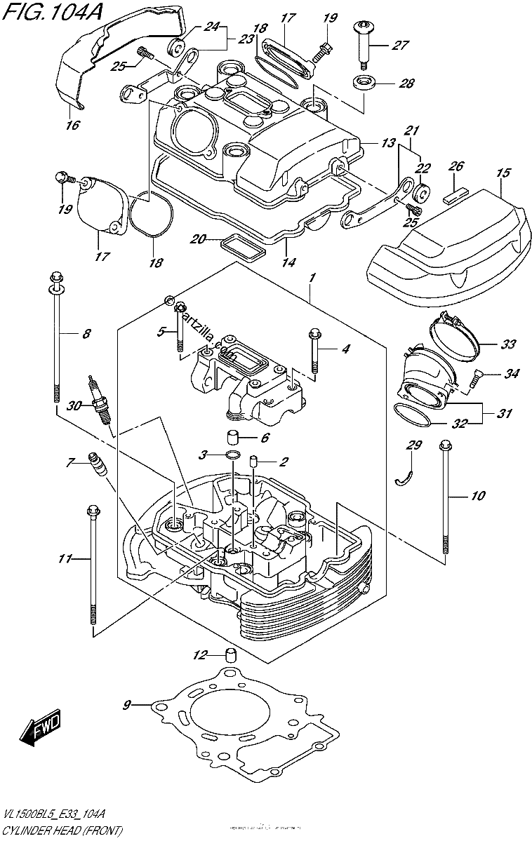 Diagrama de CYLINDER HEAD FRONT