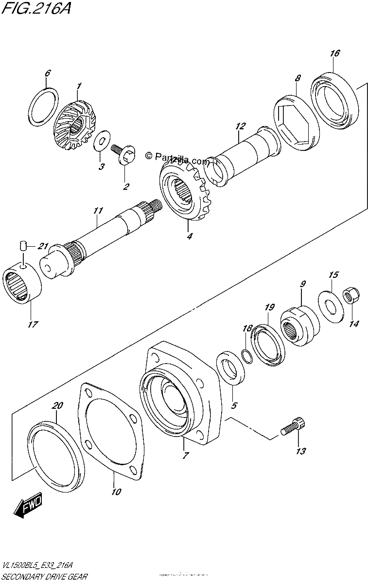 Diagrama de SECONDARY DRIVE GEAR