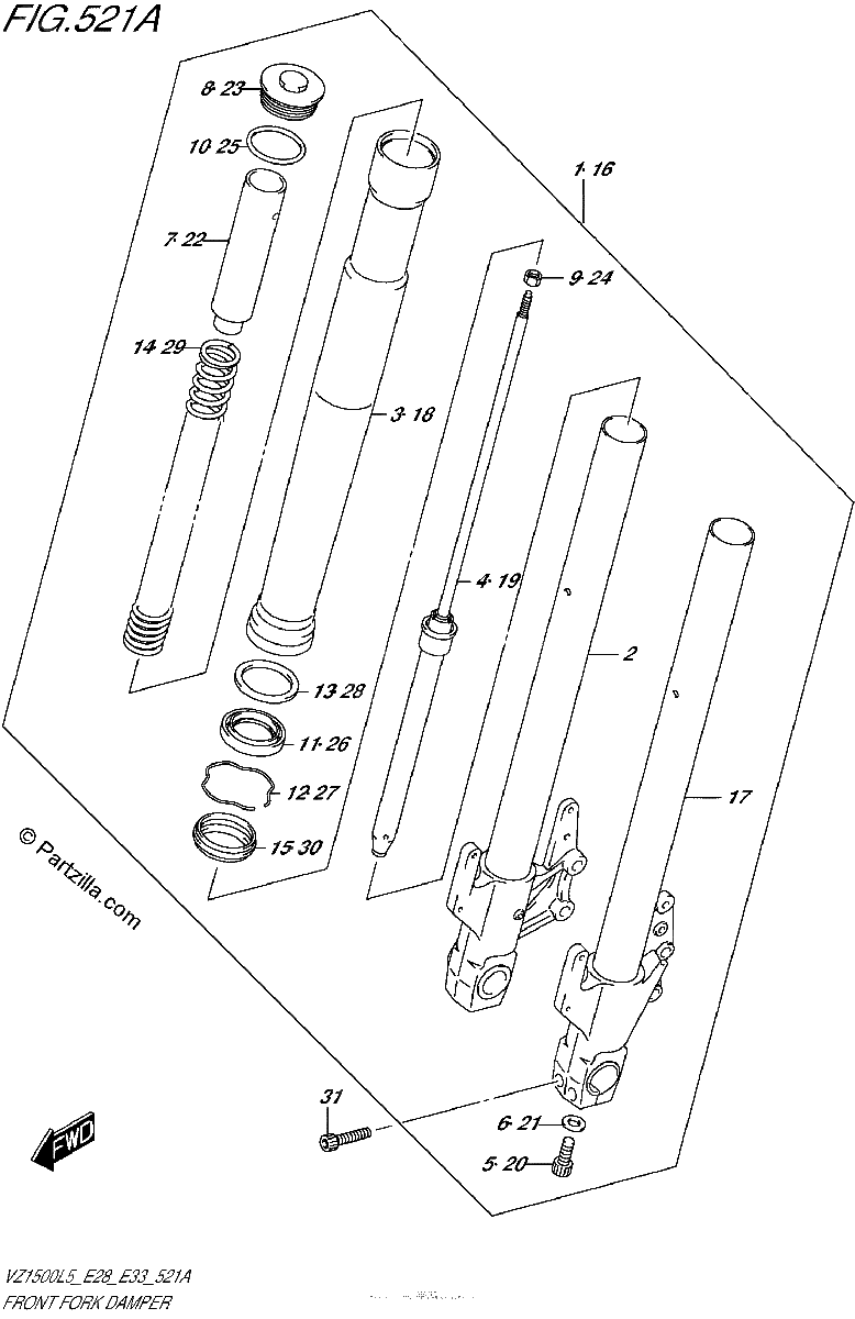 Diagrama de FRONT FORK DAMPER