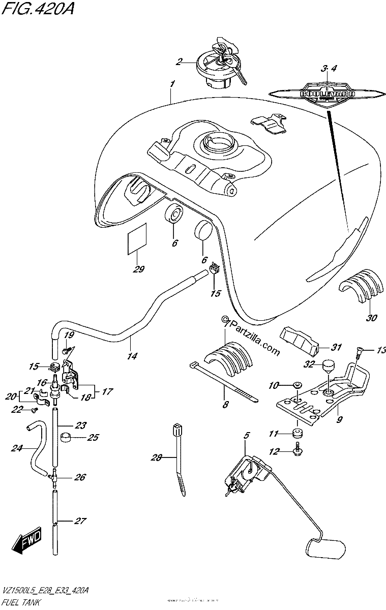 Diagrama de FUEL TANK VZ1500L5 E28