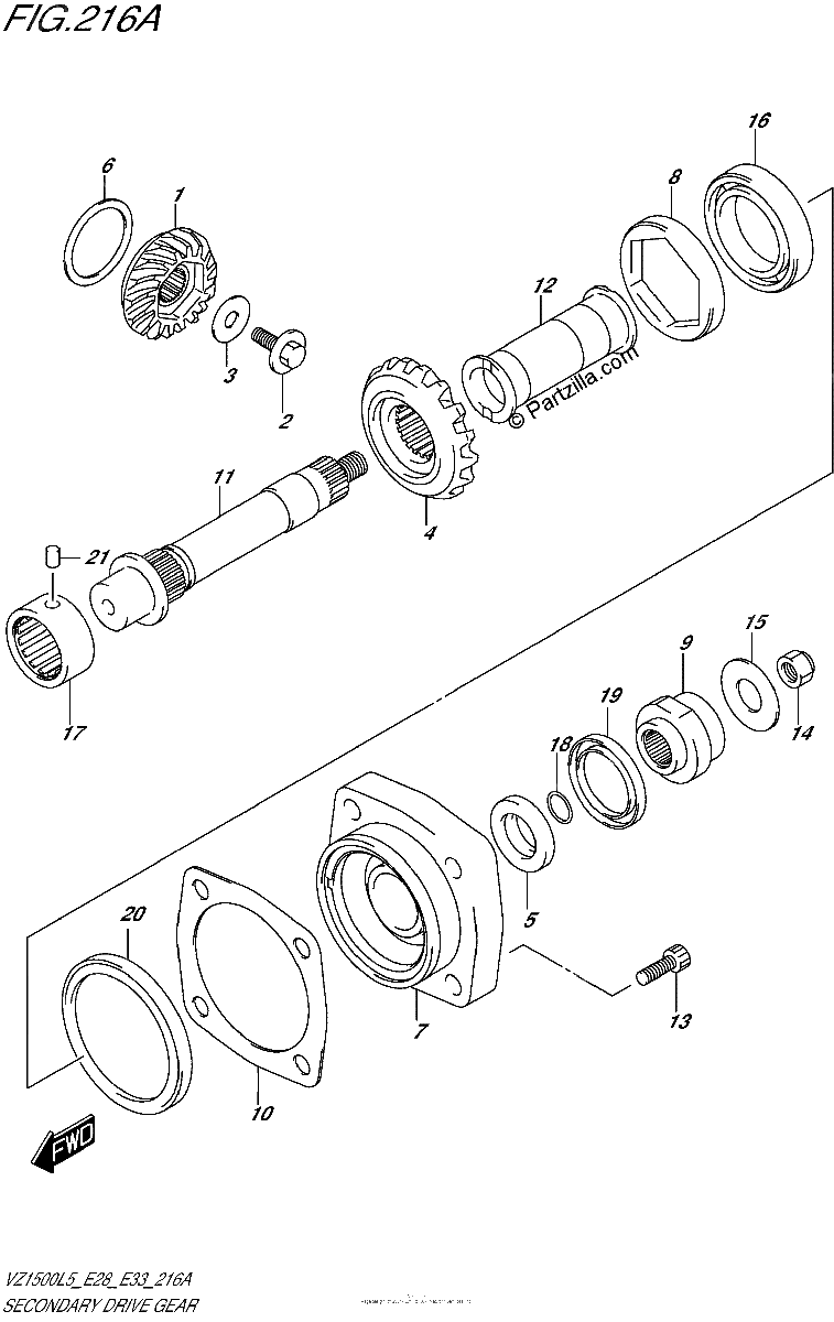 Diagrama de SECONDARY DRIVE GEAR