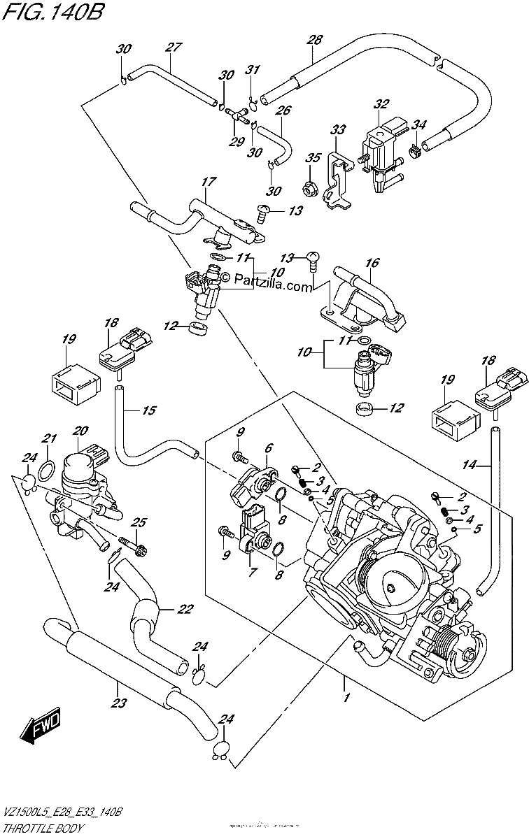 Diagrama de THROTTLE BODY VZ1500L5 E33