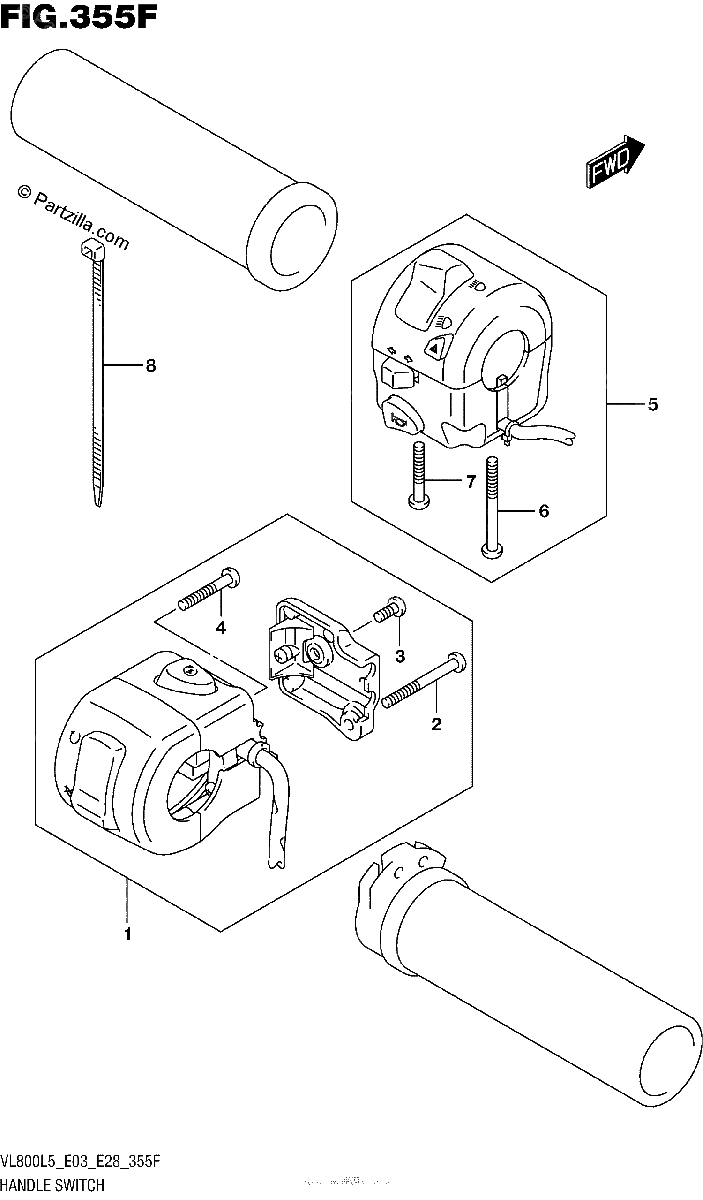 Diagrama de HANDLE SWITCH VL800BL5 E28