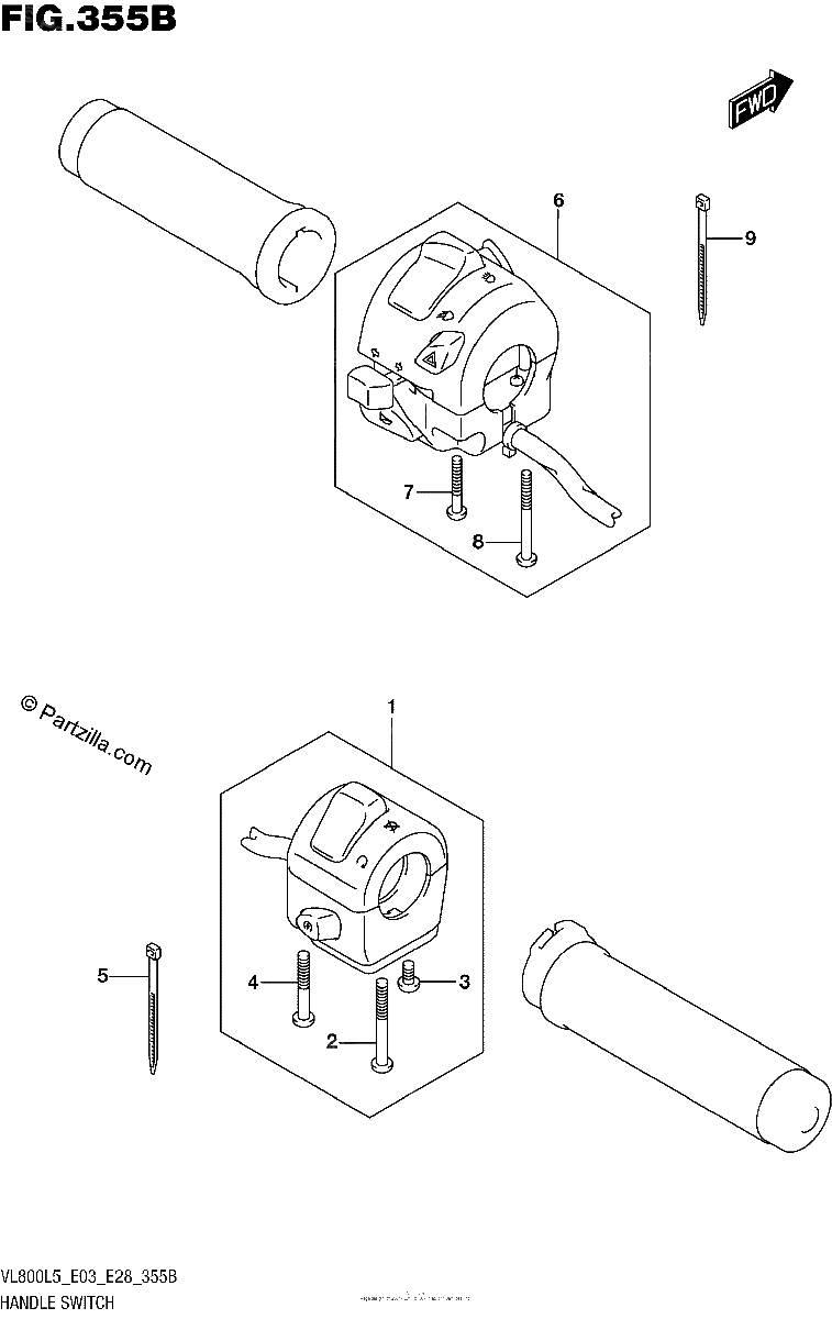 Diagrama de HANDLE SWITCH VL800L5 E33