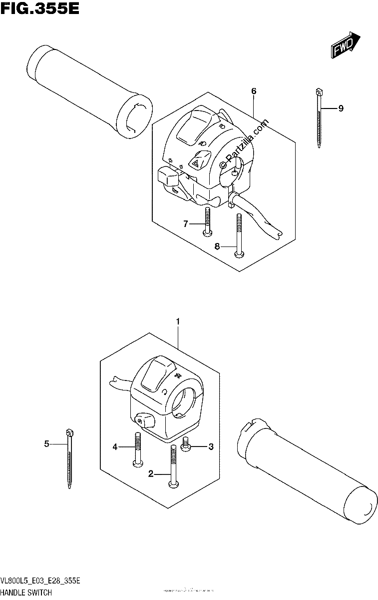 Diagrama de HANDLE SWITCH VL800TL5 E33