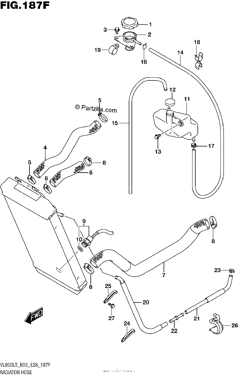 Diagrama de RADIATOR HOSE VL800BL5 E28