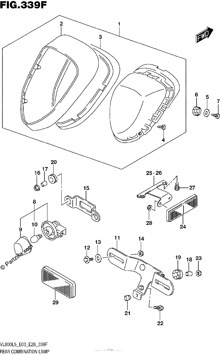 Diagrama de REAR COMBINATION LAMP VL800BL5 E28