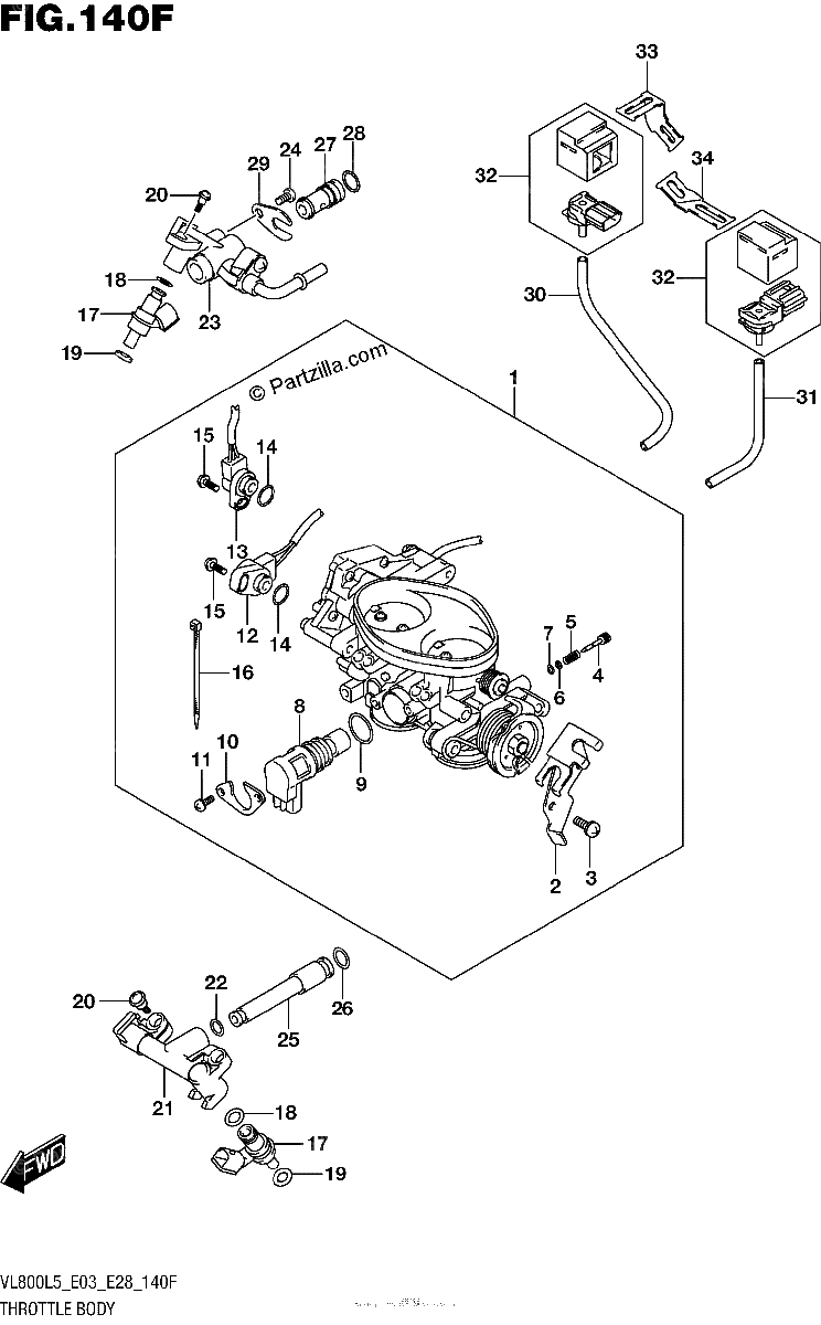 Diagrama de THROTTLE BODY VL800BL5 E28