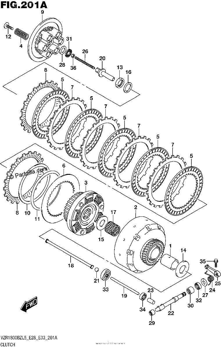 Diagrama de CLUTCH VZR1800BZL5 E28