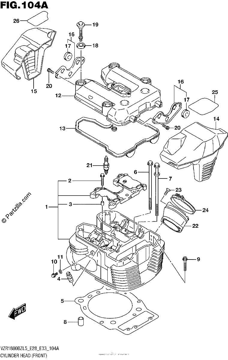 Diagrama de CYLINDER HEAD FRONT VZR1800BZL5 E28