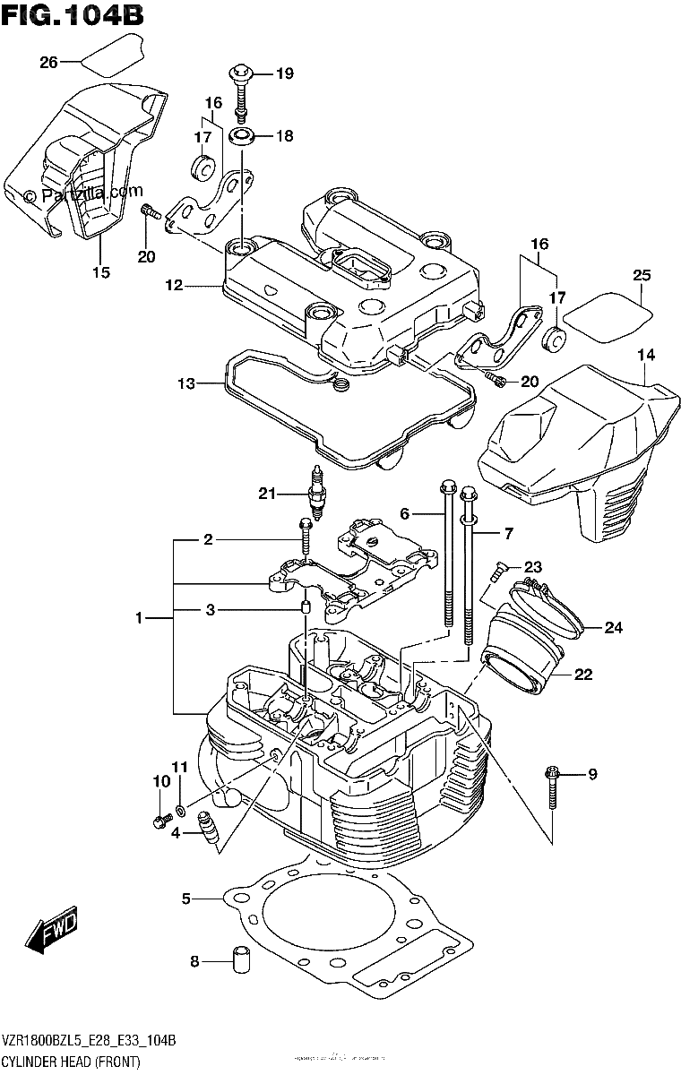 Diagrama de CYLINDER HEAD FRONT VZR1800BZL5 E33