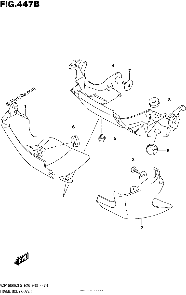 Diagrama de FRAME BODY COVER VZR1800BZL5 E33