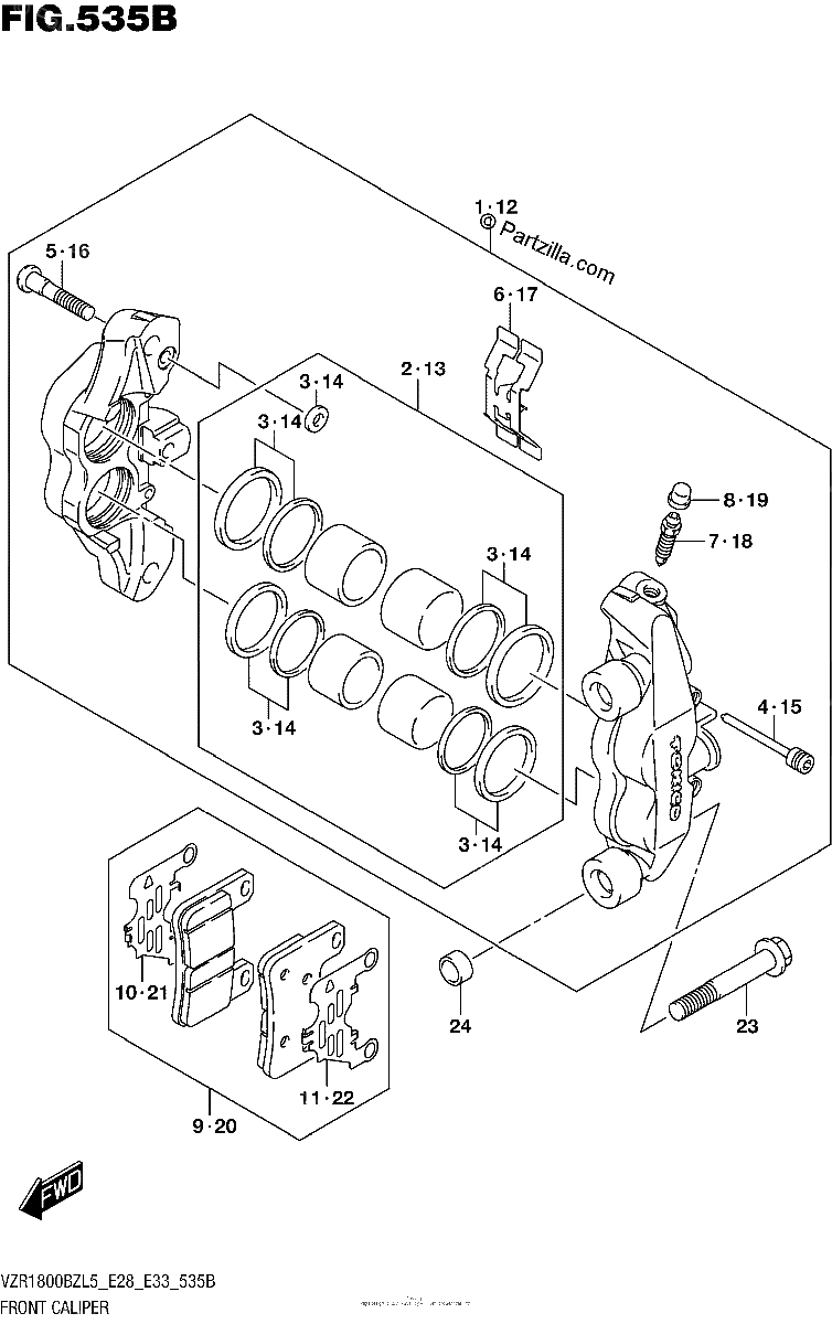 Diagrama de FRONT CALIPER VZR1800BZL5 E33