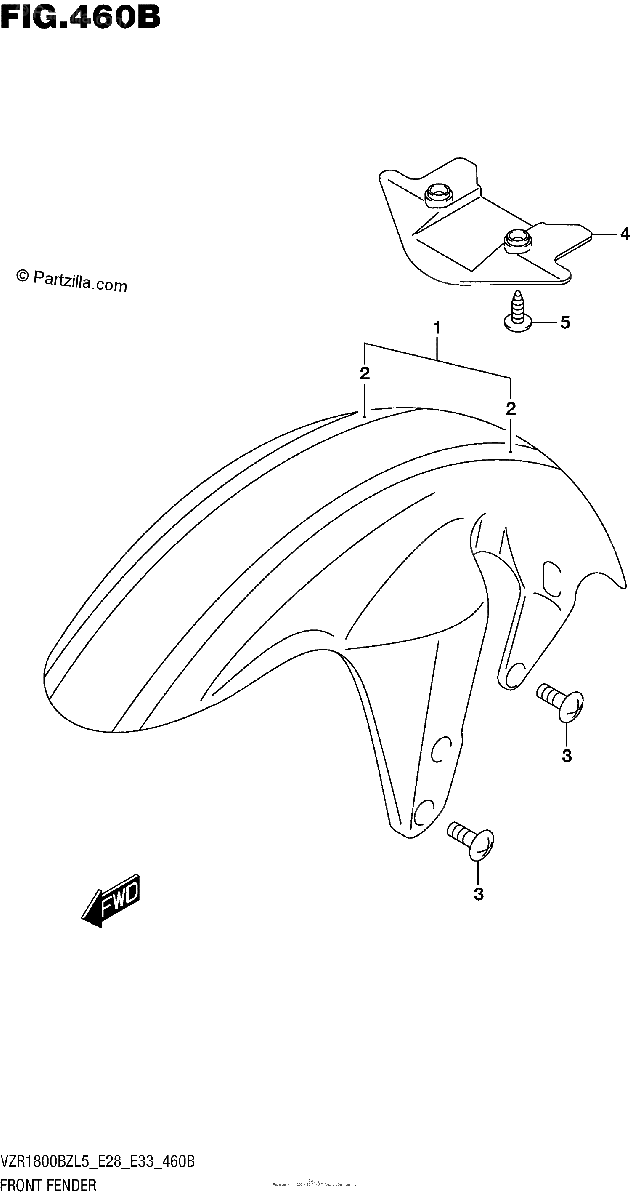 Diagrama de FRONT FENDER VZR1800BZL5 E33