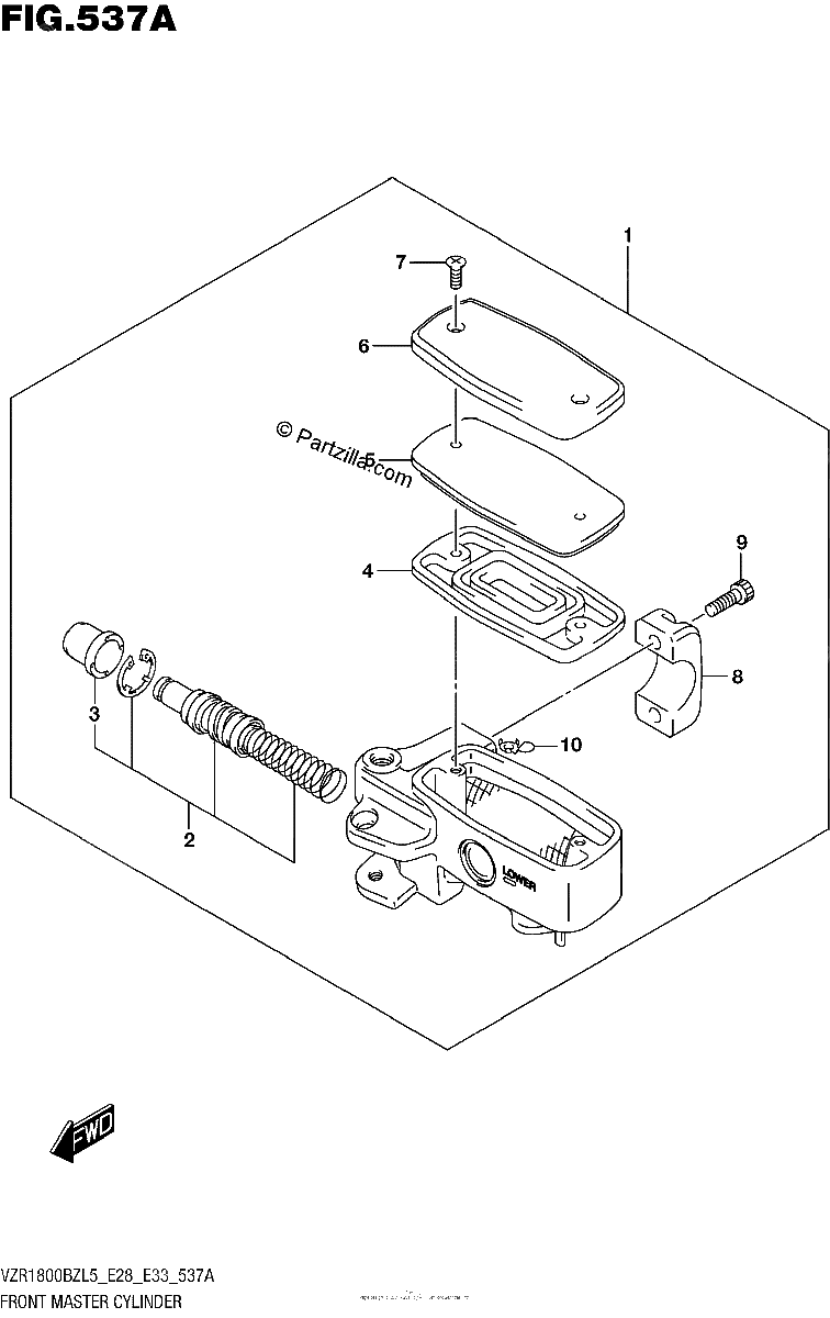 Diagrama de FRONT MASTER CYLINDER VZR1800BZL5 E28