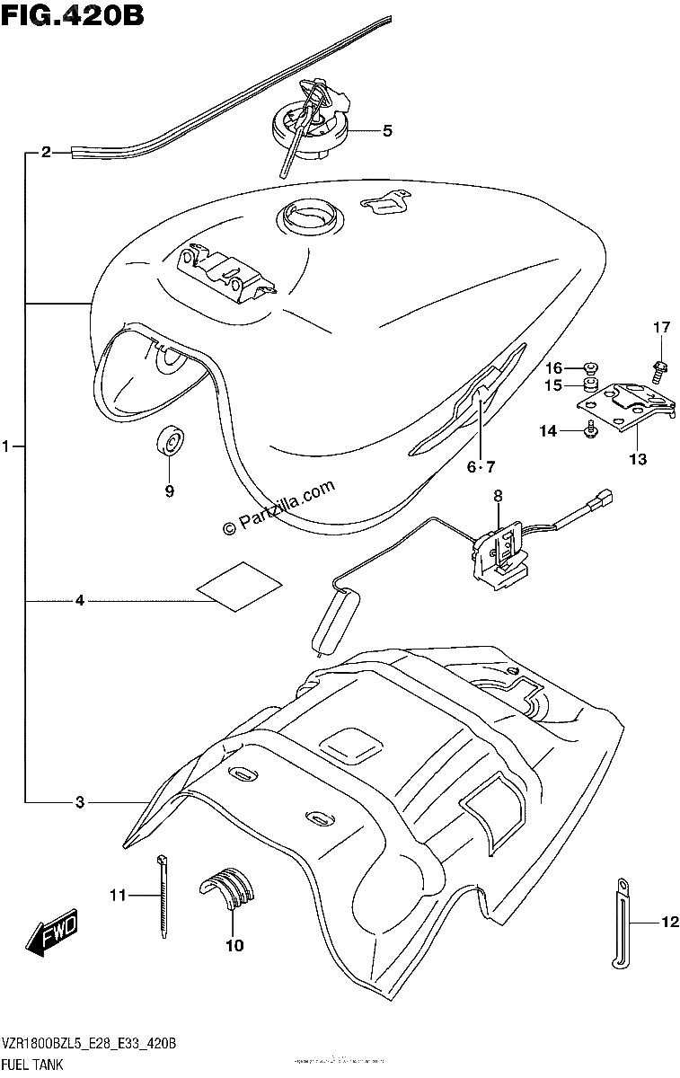 Diagrama de FUEL TANK VZR1800BZL5 E33