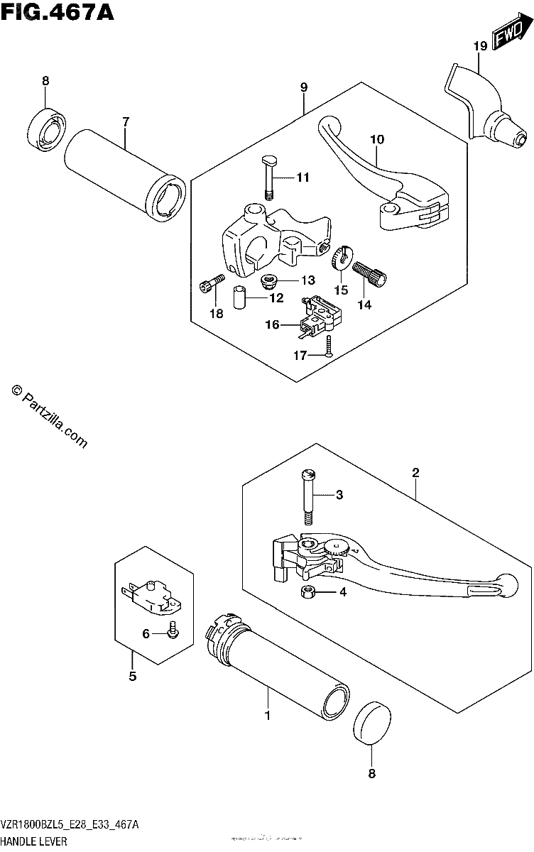 Diagrama de HANDLE LEVER VZR1800BZL5 E28