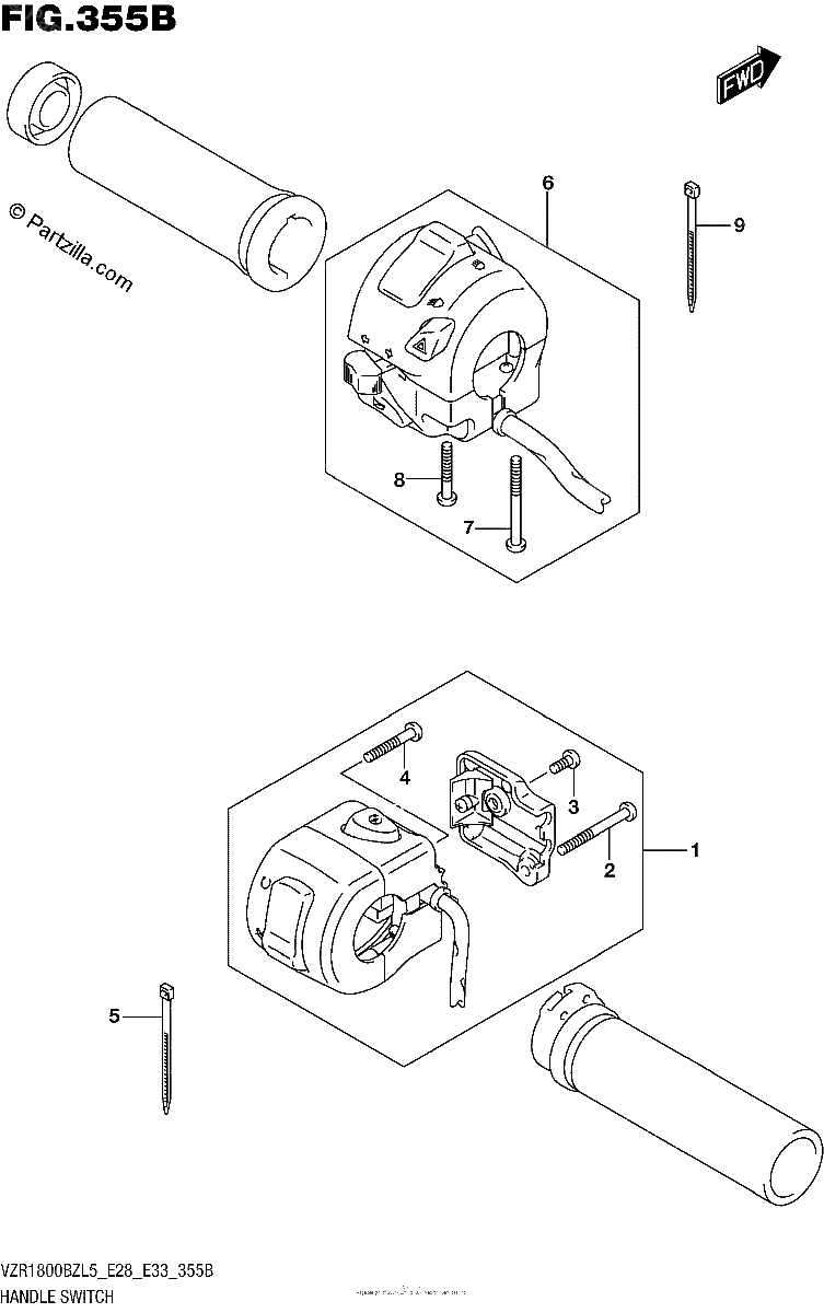 Diagrama de HANDLE SWITCH VZR1800BZL5 E33