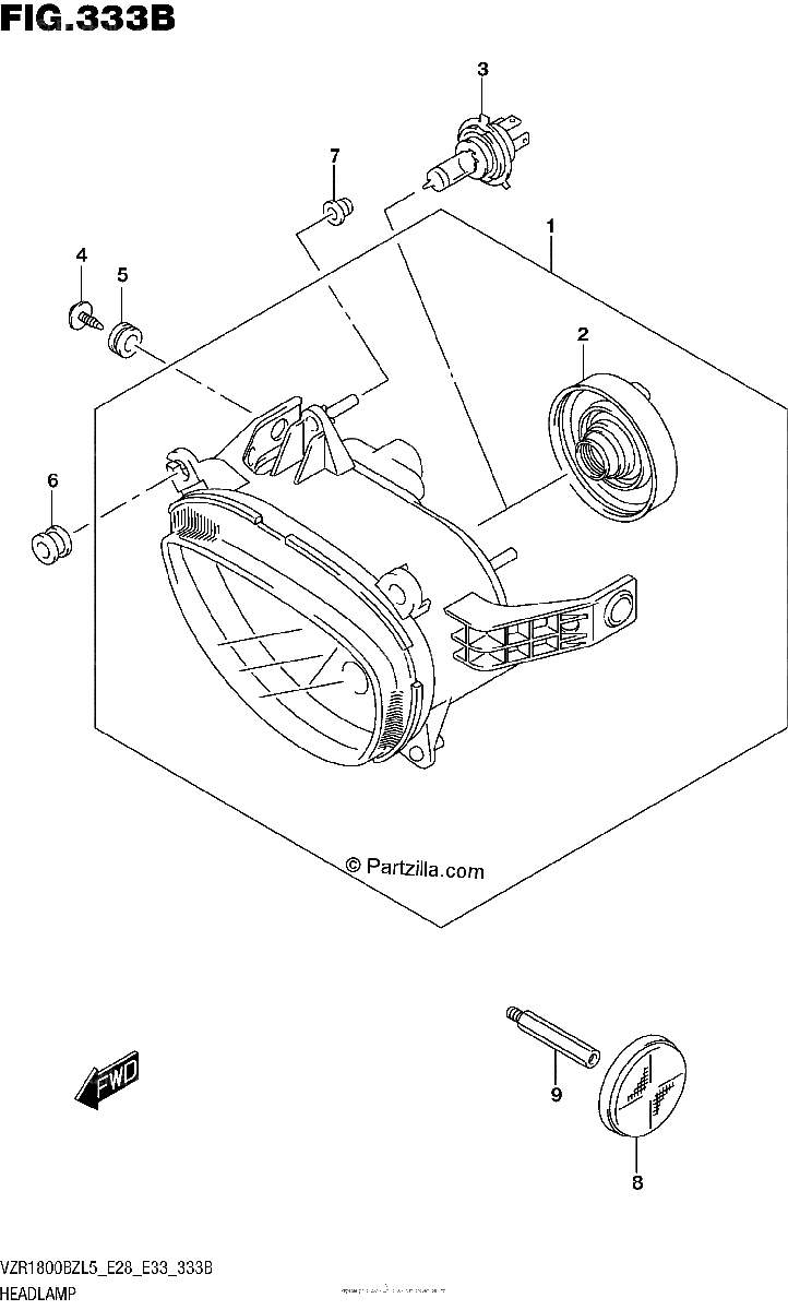 Diagrama de HEADLAMP VZR1800BZL5 E33