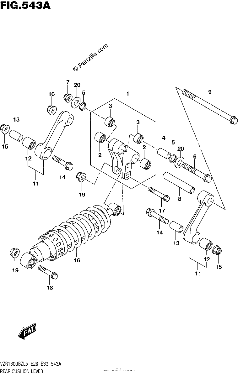 Diagrama de REAR CUSHION LEVER VZR1800BZL5 E28
