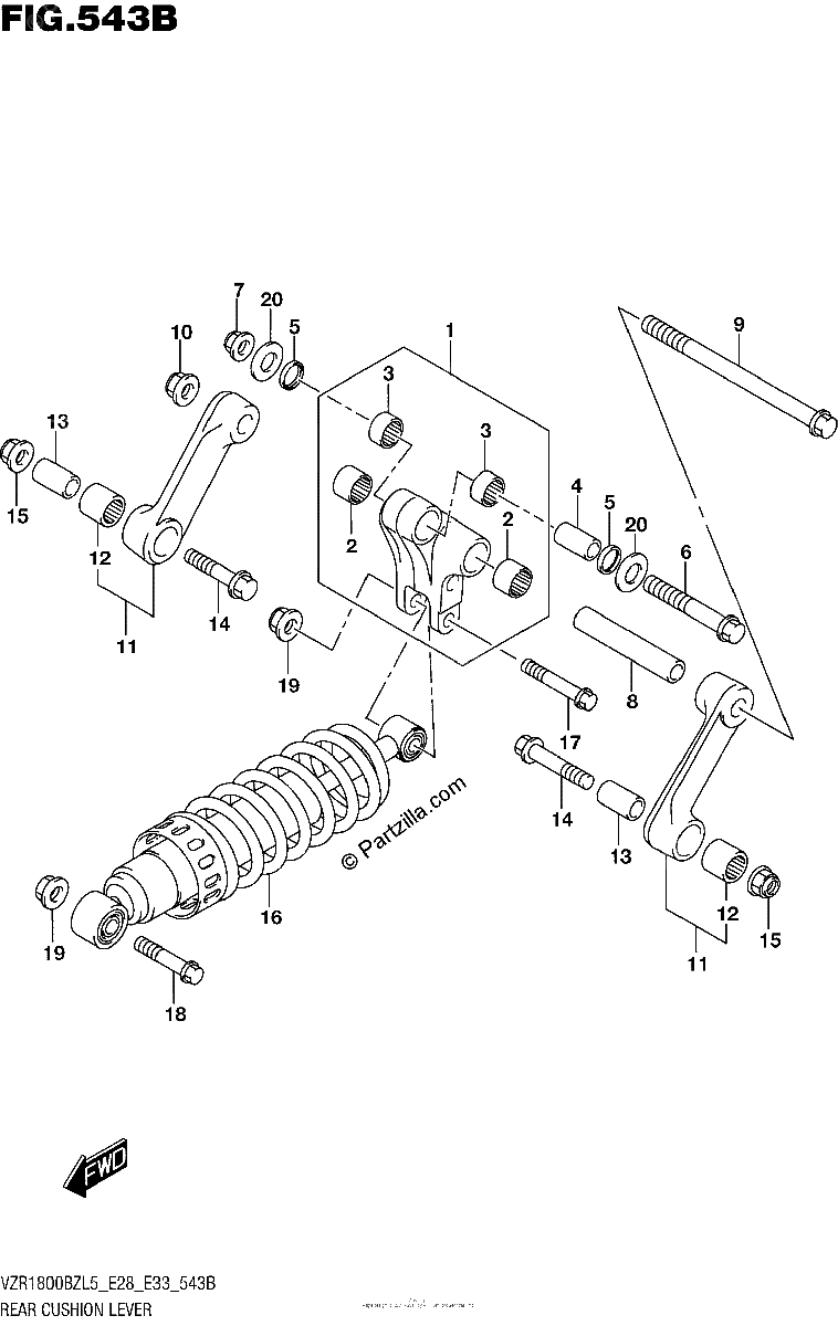 Diagrama de REAR CUSHION LEVER VZR1800BZL5 E33