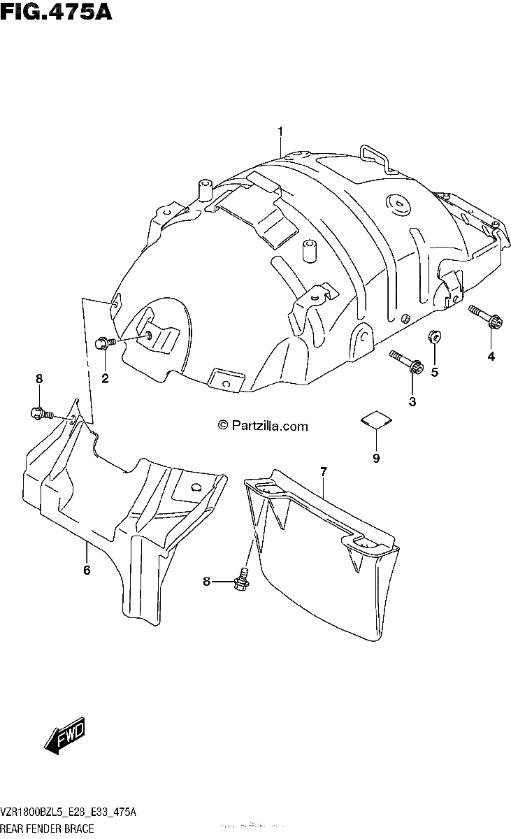 Diagrama de REAR FENDER BRACE