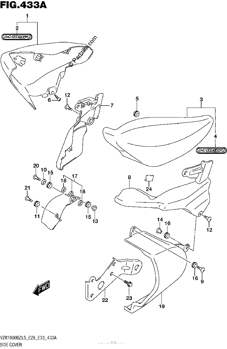 Diagrama de SIDE COVER VZR1800BZL5 E28
