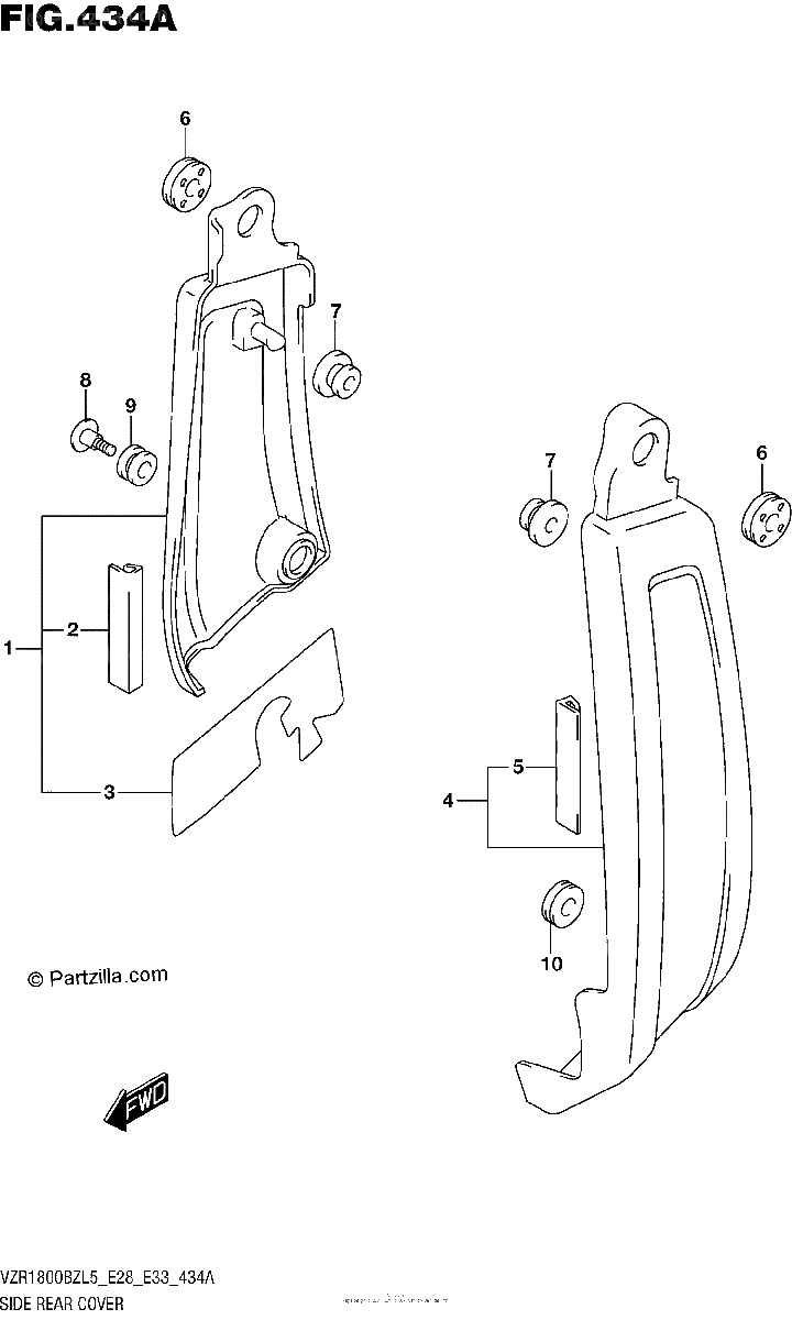 Diagrama de SIDE REAR COVER VZR1800BZL5 E28