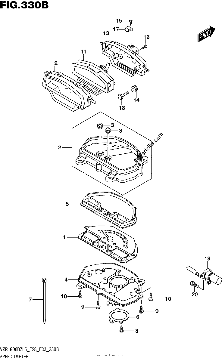 Diagrama de SPEEDOMETER VZR1800BZL5 E33