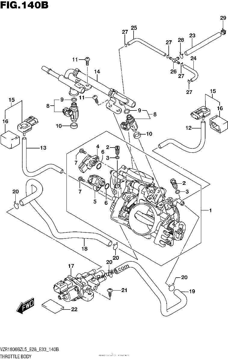 Diagrama de THROTTLE BODY VZR1800BZL5 E33