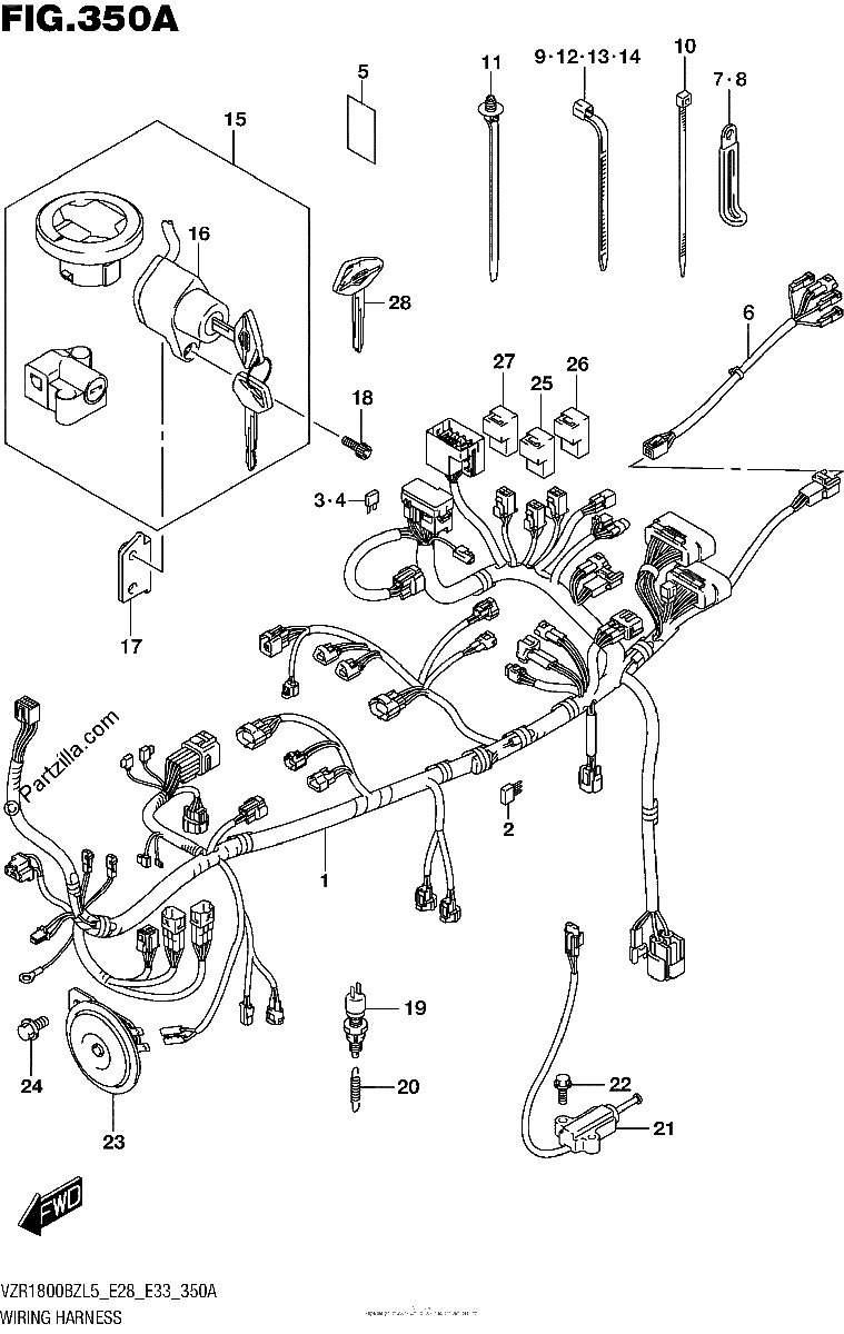 Diagrama de WIRING HARNESS VZR1800BZL5 E28