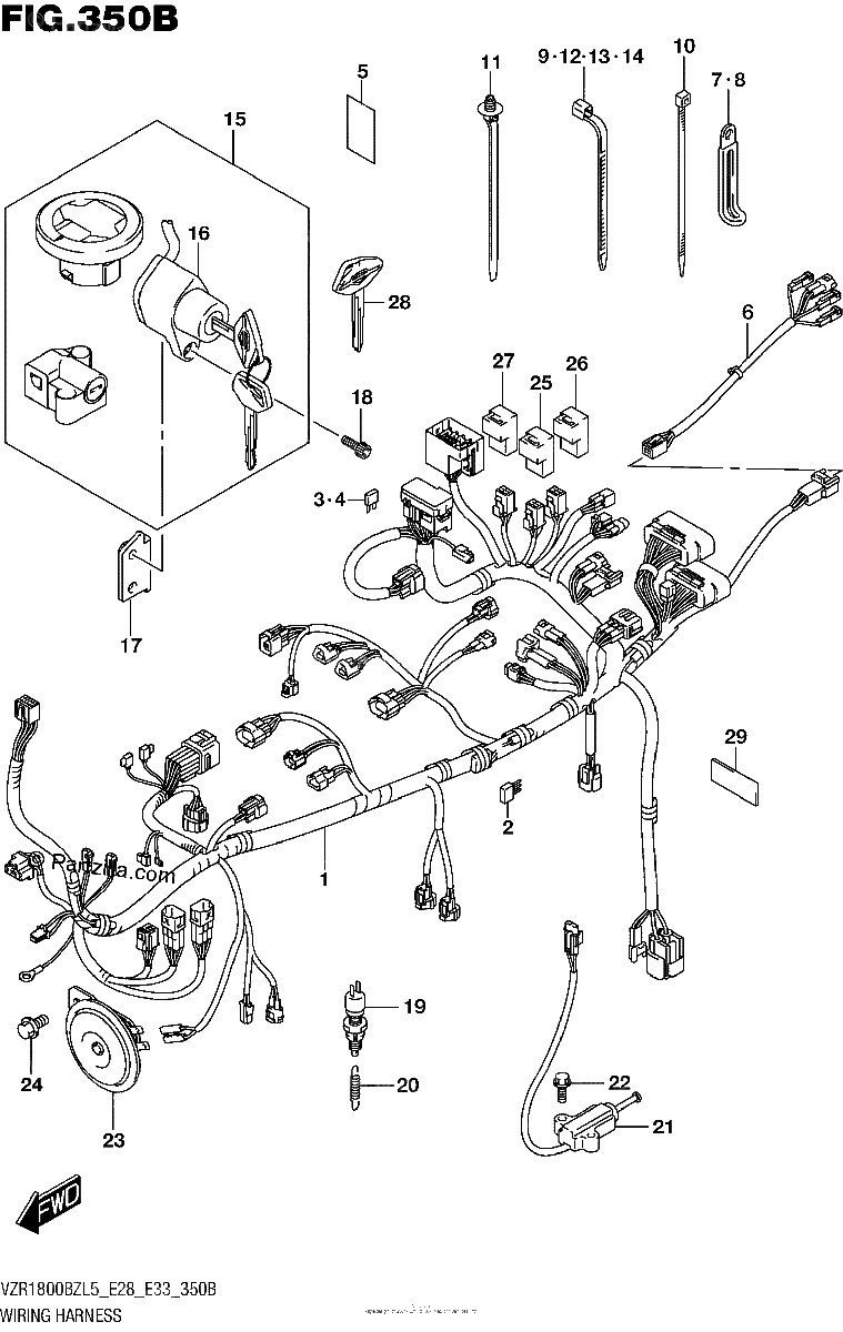 Diagrama de WIRING HARNESS VZR1800BZL5 E33