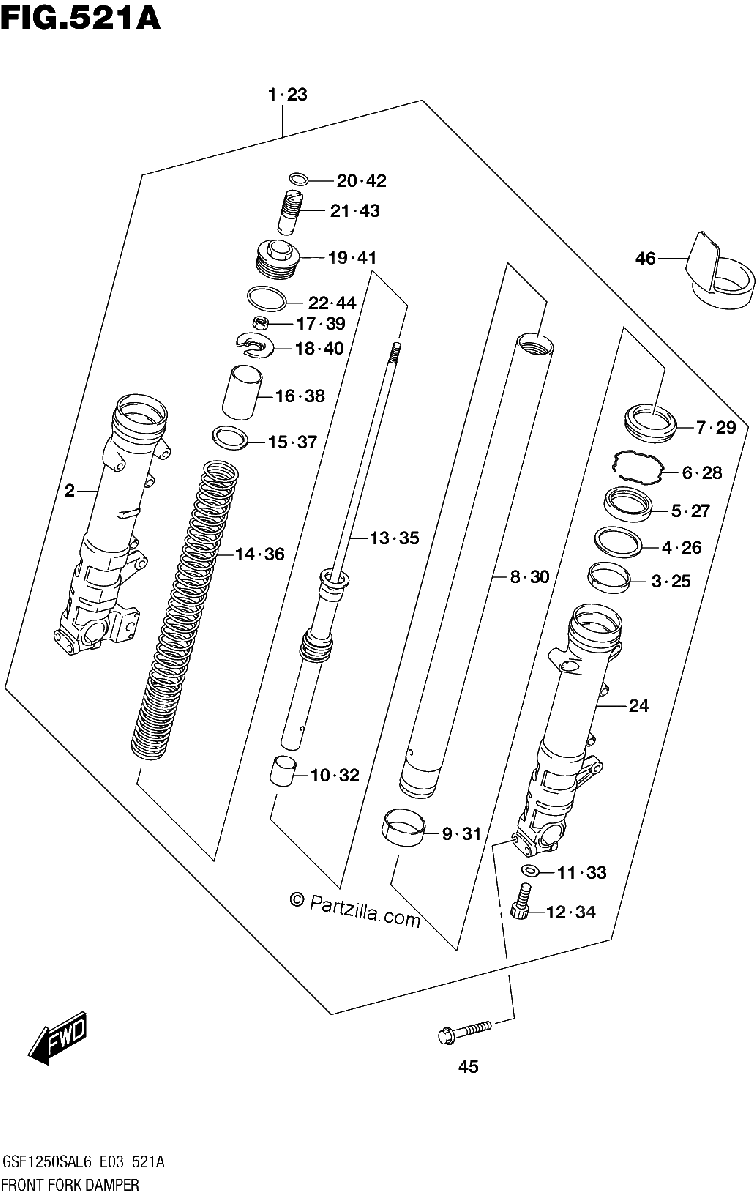 Diagrama de FRONT FORK DAMPER