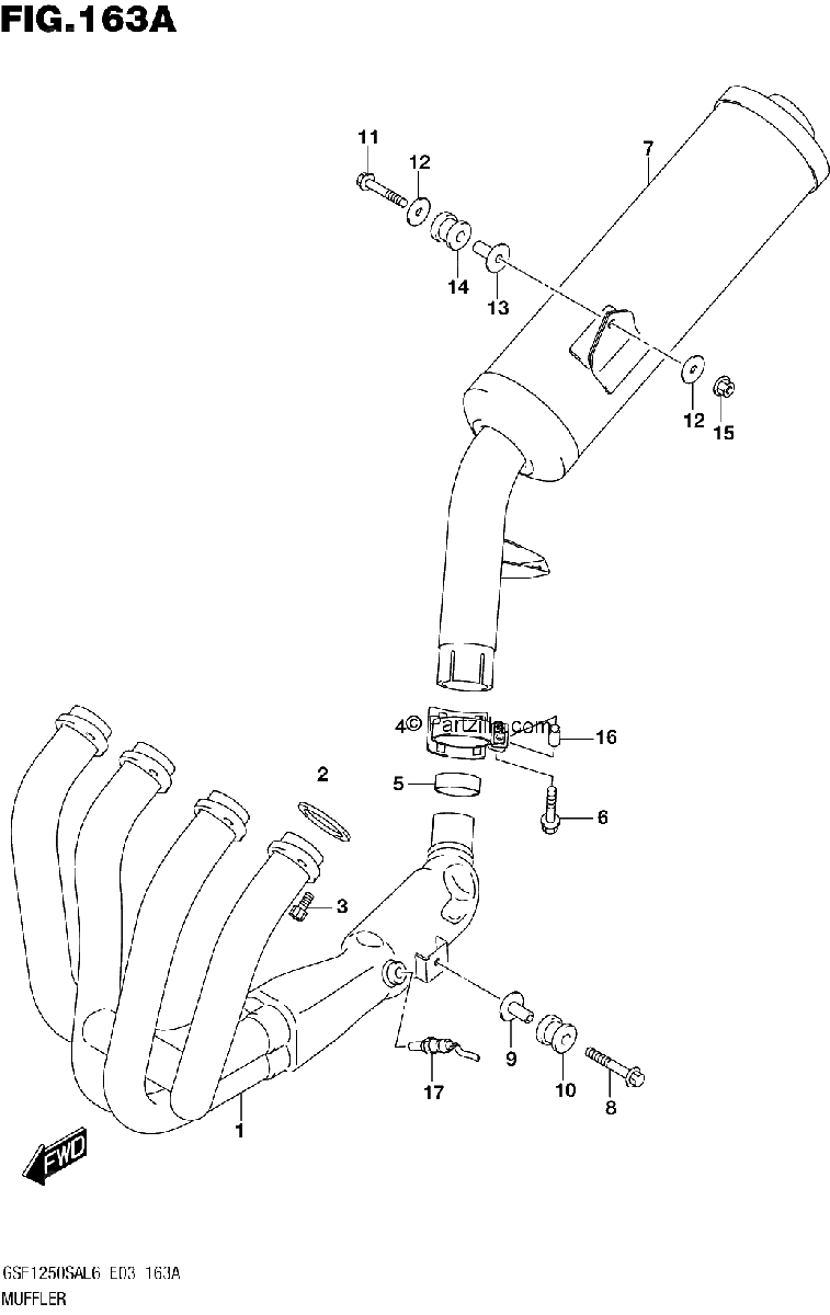 Diagrama de MUFFLER GSF1250SAL6 E03