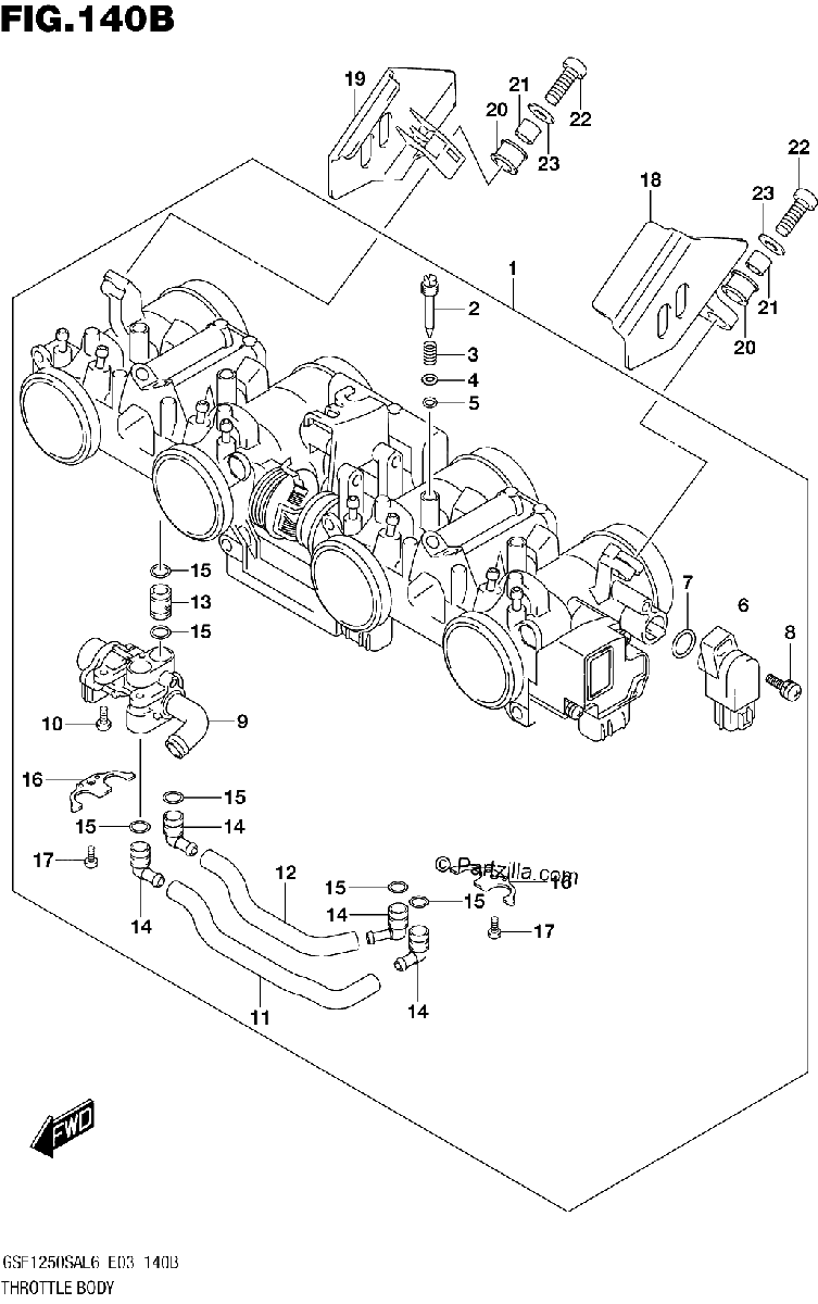 Diagrama de THROTTLE BODY GSF1250SAL6 E33