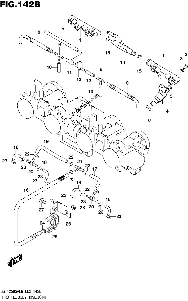 Diagrama de THROTTLE BODY HOSE JOINT GSF1250SAL6 E33
