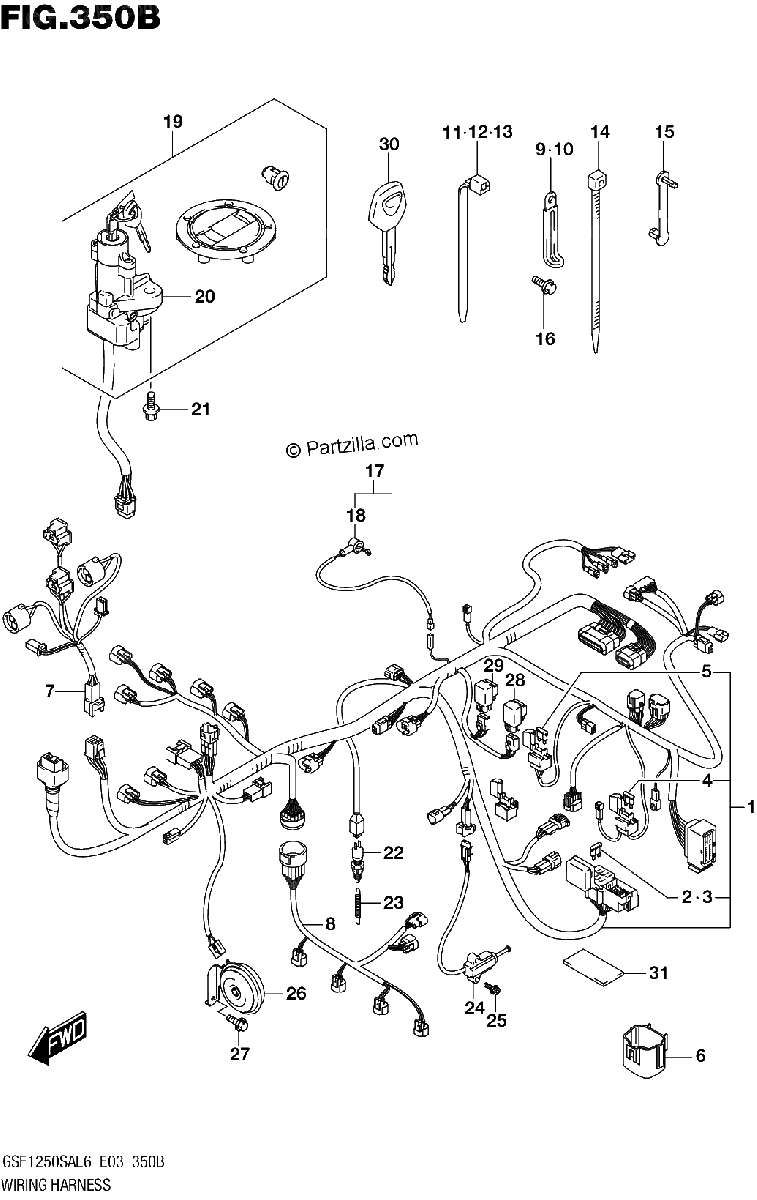 Diagrama de WIRING HARNESS GSF1250SAL6 E33