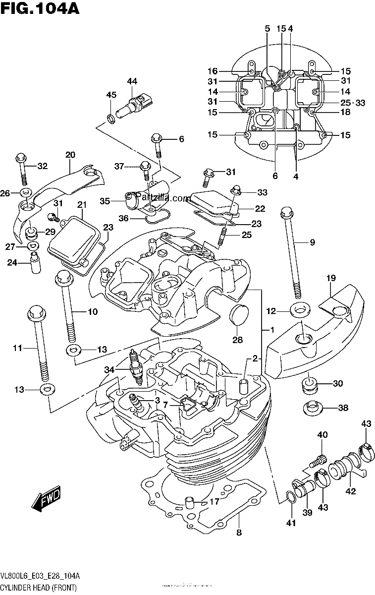 Diagrama de CYLINDER HEAD FRONT VL800L6 E03