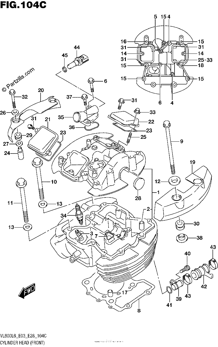 Diagrama de CYLINDER HEAD FRONT VL800L6 E33