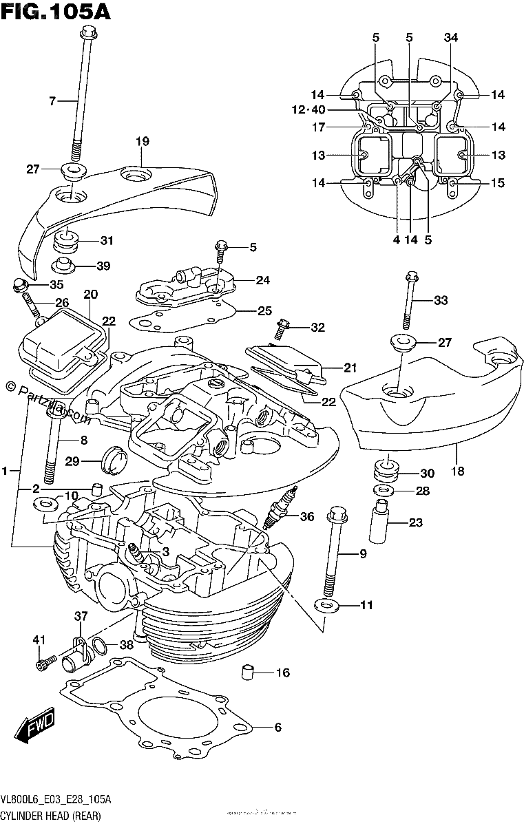 Diagrama de CYLINDER HEAD REAR VL800L6 E03