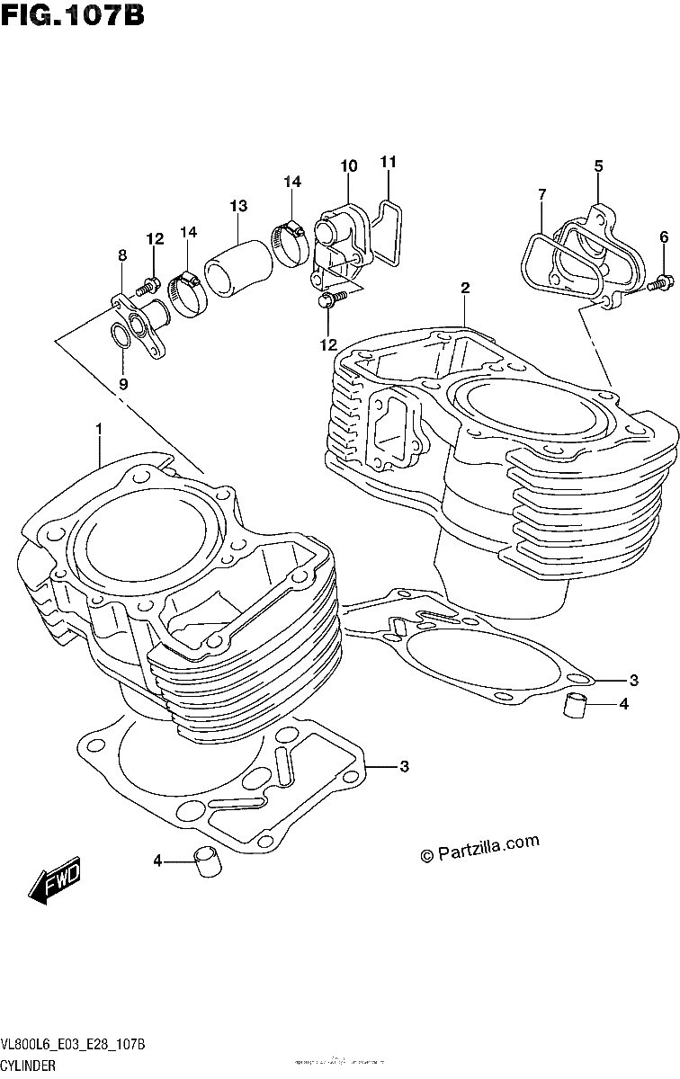 Diagrama de CYLINDER VL800L6 E28